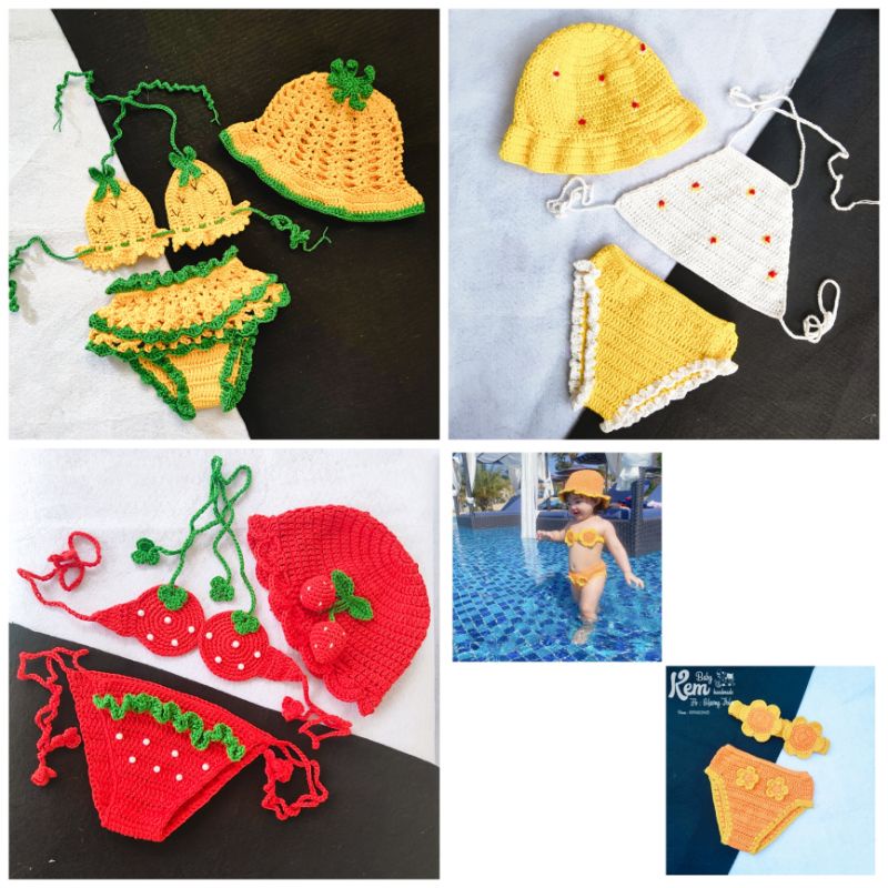 COMBO BIKINI+NÓN HANDMADE