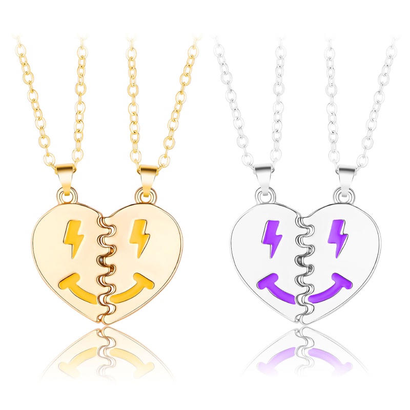 1 Cặp Vòng cổ Mặt Trái Tim Ghép Đôi Thời Trang