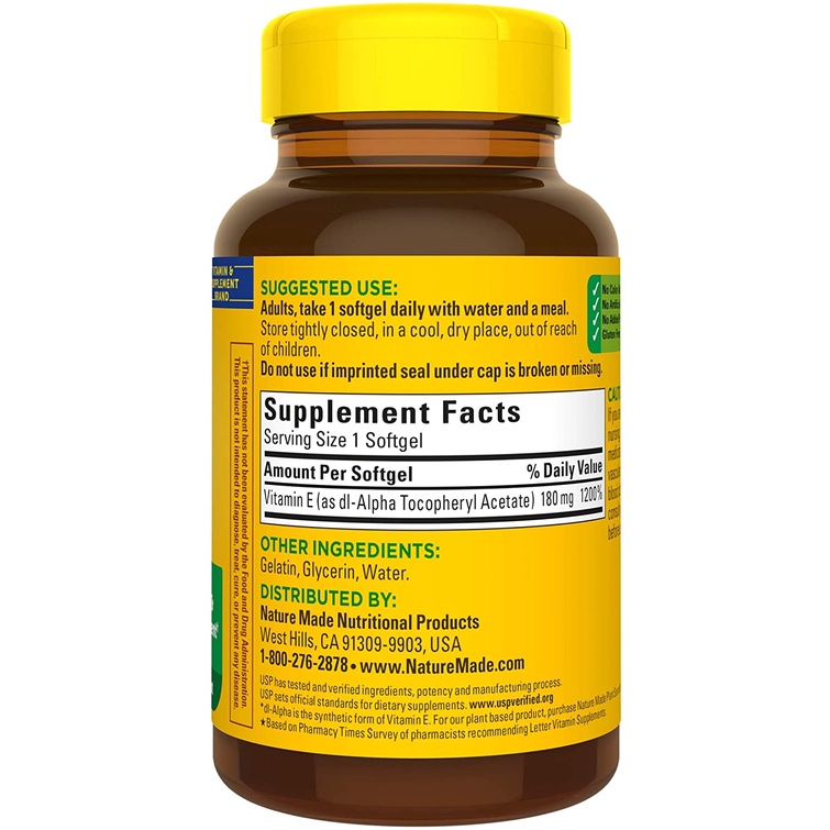 Viên uống làm đẹp da Vitamin E Nature Made 400IU của Mỹ