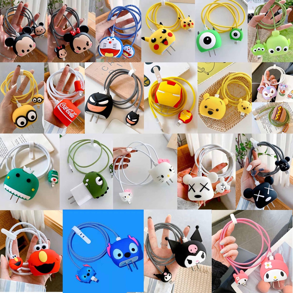 Bộ Phụ Kiện Bảo Vệ Dây Cáp Sạc Nhiều Màu Sắc Cho iPhone 18w / 20w Ốp