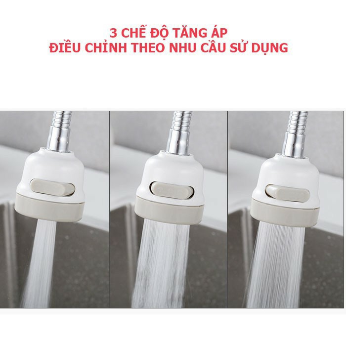 Dây NỐI VÒI RỬA BÁT XOAY 360 ĐỘ ĐIỀU CHỈNH CHẾ 3 ĐỘ DÀI 18CM, Đầu Vòi Xịt Nước Tăng Áp Cho Vòi Bồn Rửa - D3 luca3