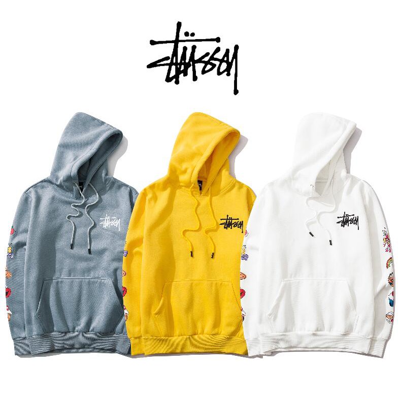 Áo Hoodie Cotton Thêu Chữ Stussy Thời Trang Cho Nam Nữ