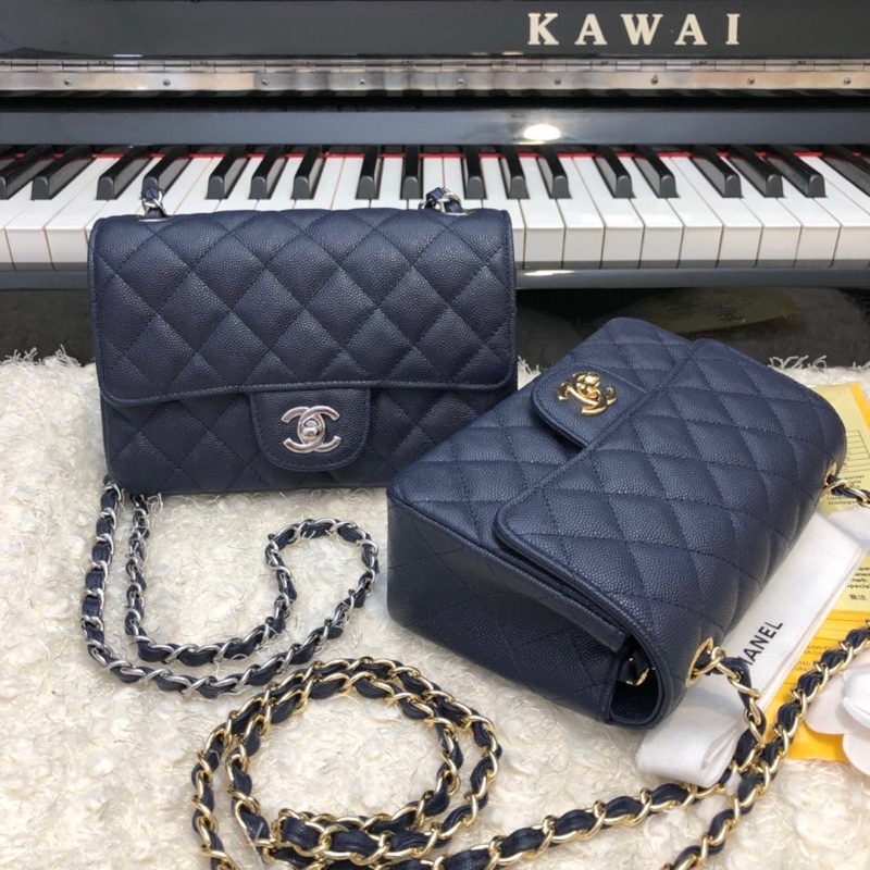 Túi xách nữ Chanel Classic size 20 màu xanh than da thật cao cấp hàng vip 1-1