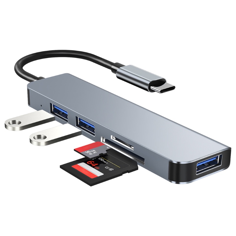 Bộ Chia 5 Cổng USB 3 0 Kèm Đầu Đọc Thẻ SD TF Cho Windows PC fo