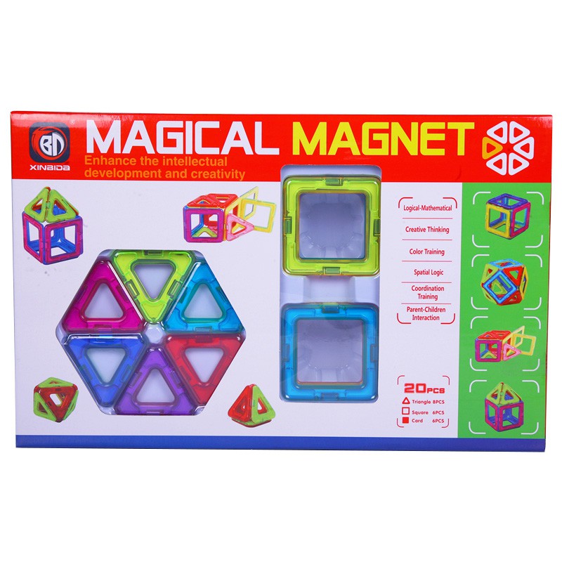 Đồ chơi Xếp hình Nam Châm Trí Tuệ Thương hiệu Magical Magnet 20 chi tiết (pcs) cho trẻ từ 3+ nhựa ABS chống va đập