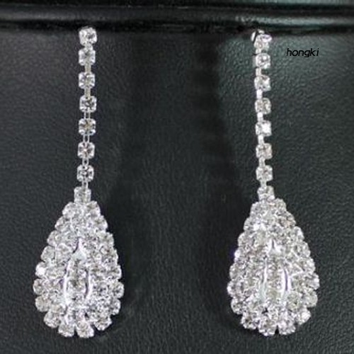 Bộ Dây Chuyền + Khuyên Tai Đính Đá Hình Giọt Nước