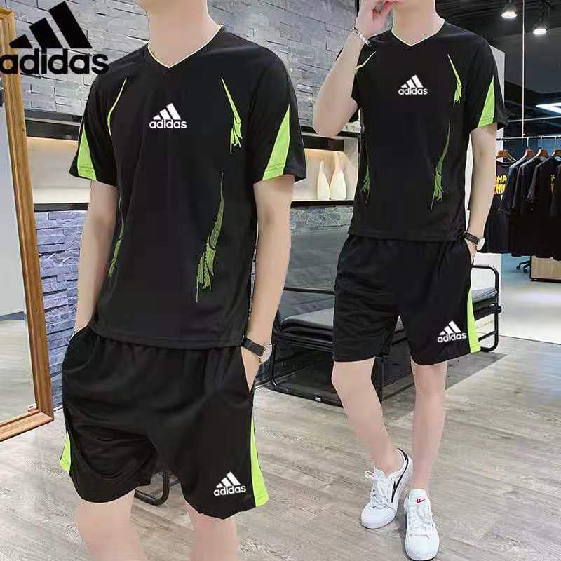 Bộ đồ thể thao mùa xuân và hè ngắn tay nam thoáng khí quần áo khô nhanh dục chạy giải trí cỡ lớn cho học sinh