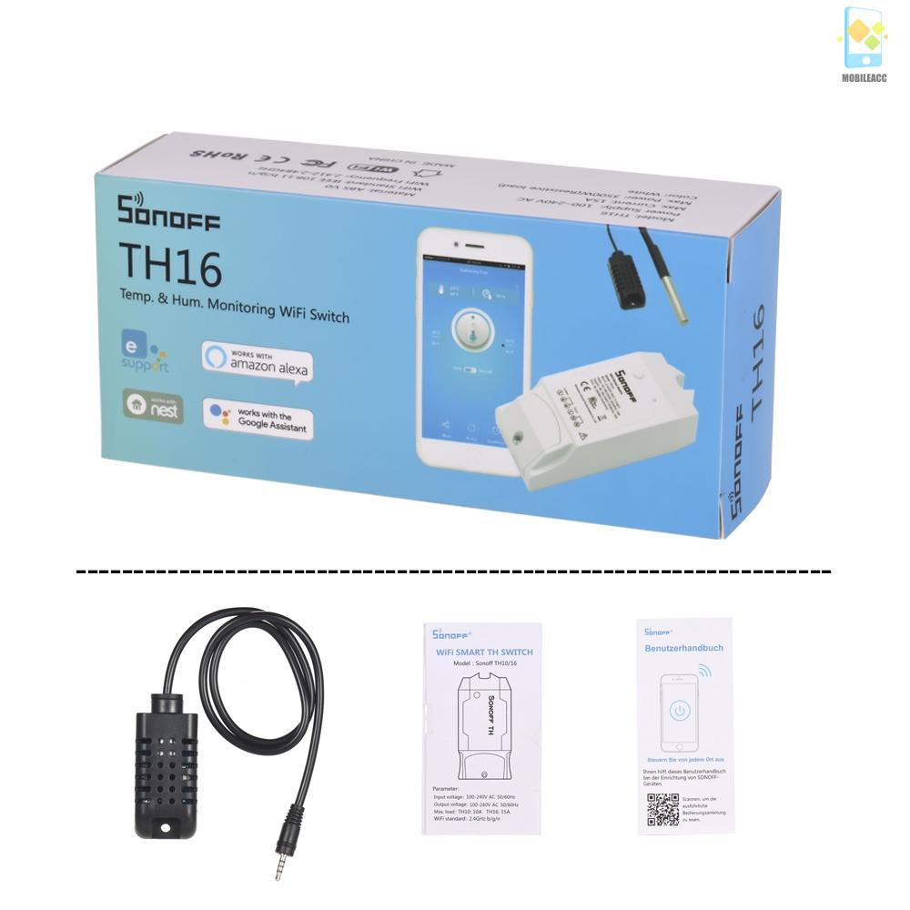 M SONOFF TH16 WiFi Wireless Smart Switch Monitoring Temperature Humidity Wireless Home Automation Kit Works With Amazon Alexa Google Home Nest 15A 3500W