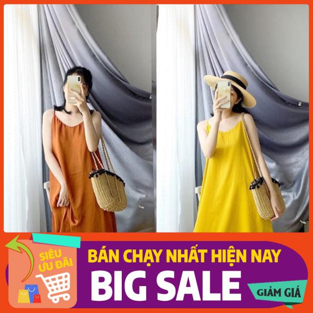 [BÁN SỈ] Váy đũi 2 dây - váy maxy đũi trơn