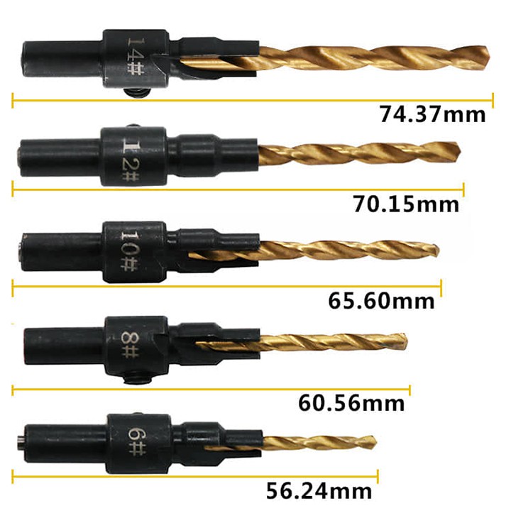 Bộ 5 mũi khoan âm vít gỗ ❤️FREESHIP❤️ Mũi khoan 2 tầng - mũi khoan gỗ