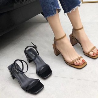 X(Ảnh Thật) Giày Sandal 5p Gót Vuông Cạnh Da Mờ Siêu Êm Quai Mảnh Chắc Chắn Fullbox Cao Cấp . . ..