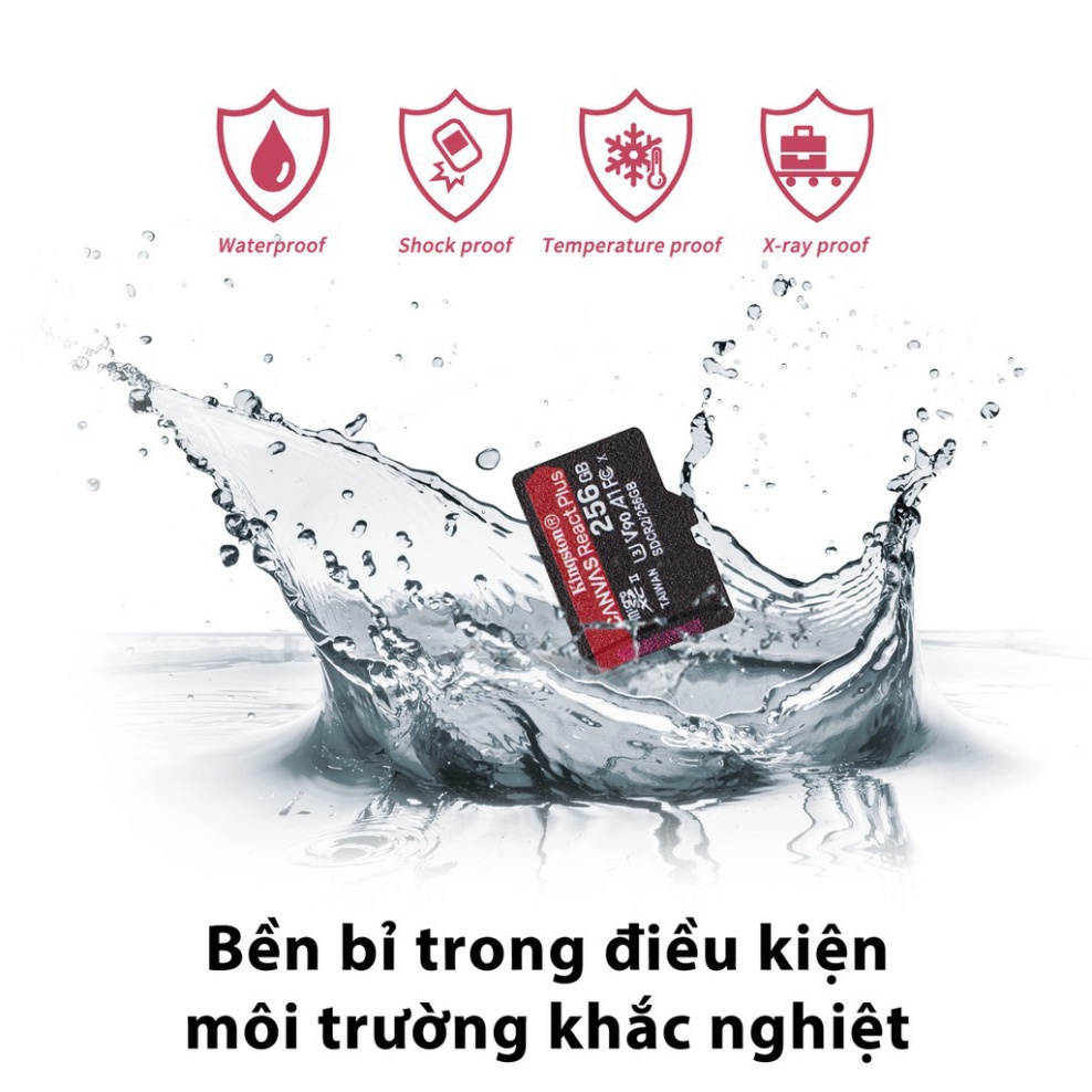 Thẻ nhớ micSDXC Kingston Canvas React Plus 128GB 300mbs/260mbs quay video UHS-II 4K/8K, Flycam HD MLPMR2/128GB | BigBuy360 - bigbuy360.vn