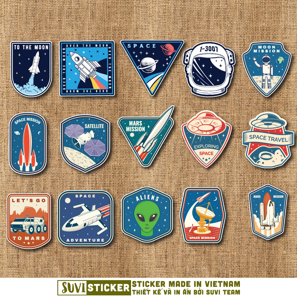 50 Sticker Galaxy Label chống nước sticker dán mũ bảo hiểm, laptop, điện thoại, đàn guitar, vali. MSP: NS13