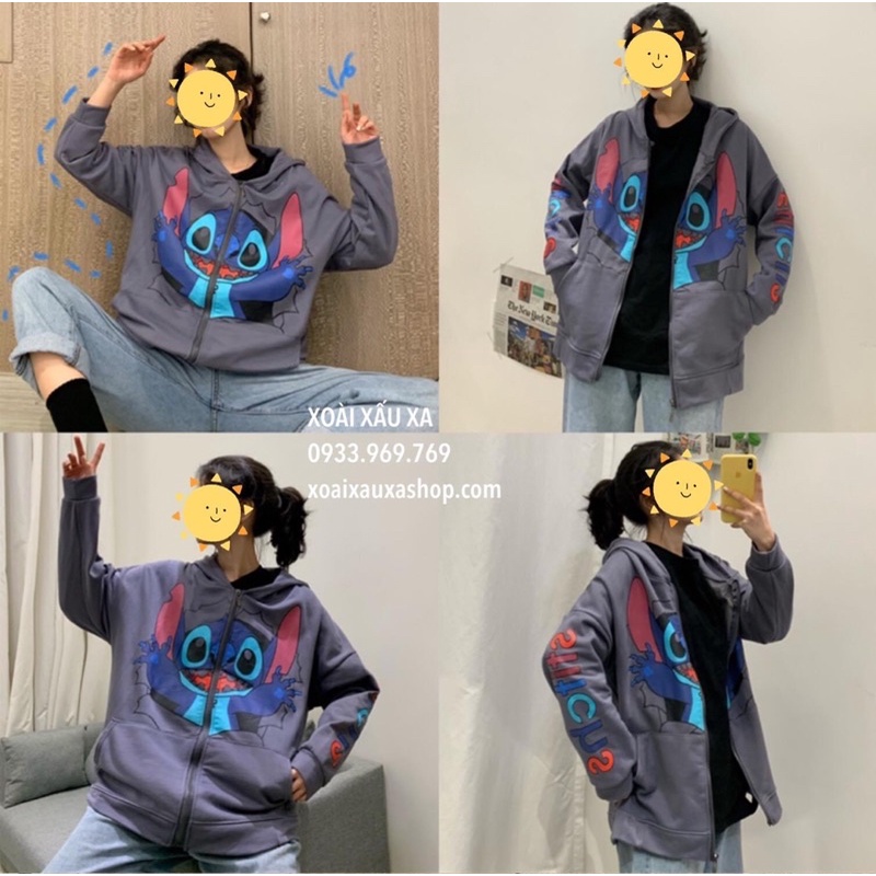 Áo khoác hoạt hình Stitch disney freesize nam, nữ dưới 65kg