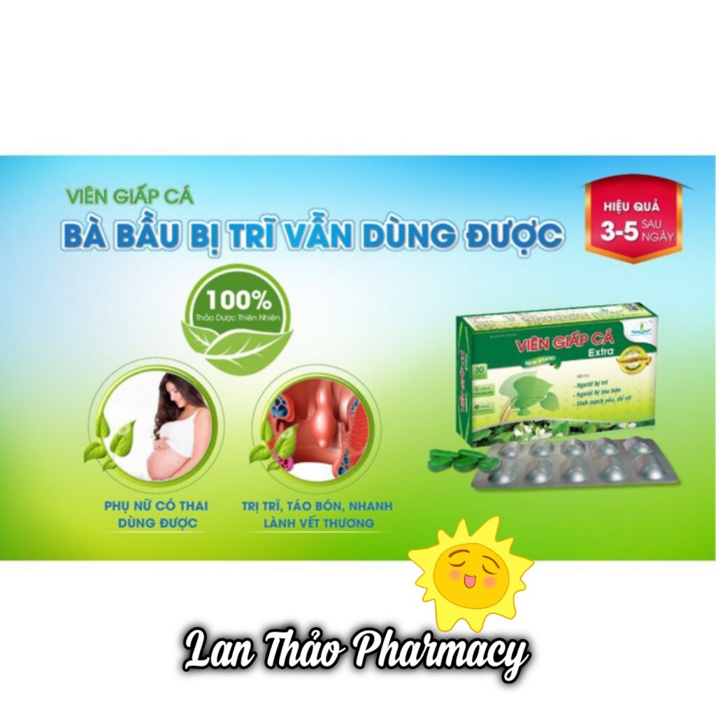 VIÊN GIẤP CÁ EXTRA HỘP 30 VIÊN GIÚP GIẢM TÁO BÓN HỖ TRỢ BỆNH TRĨ