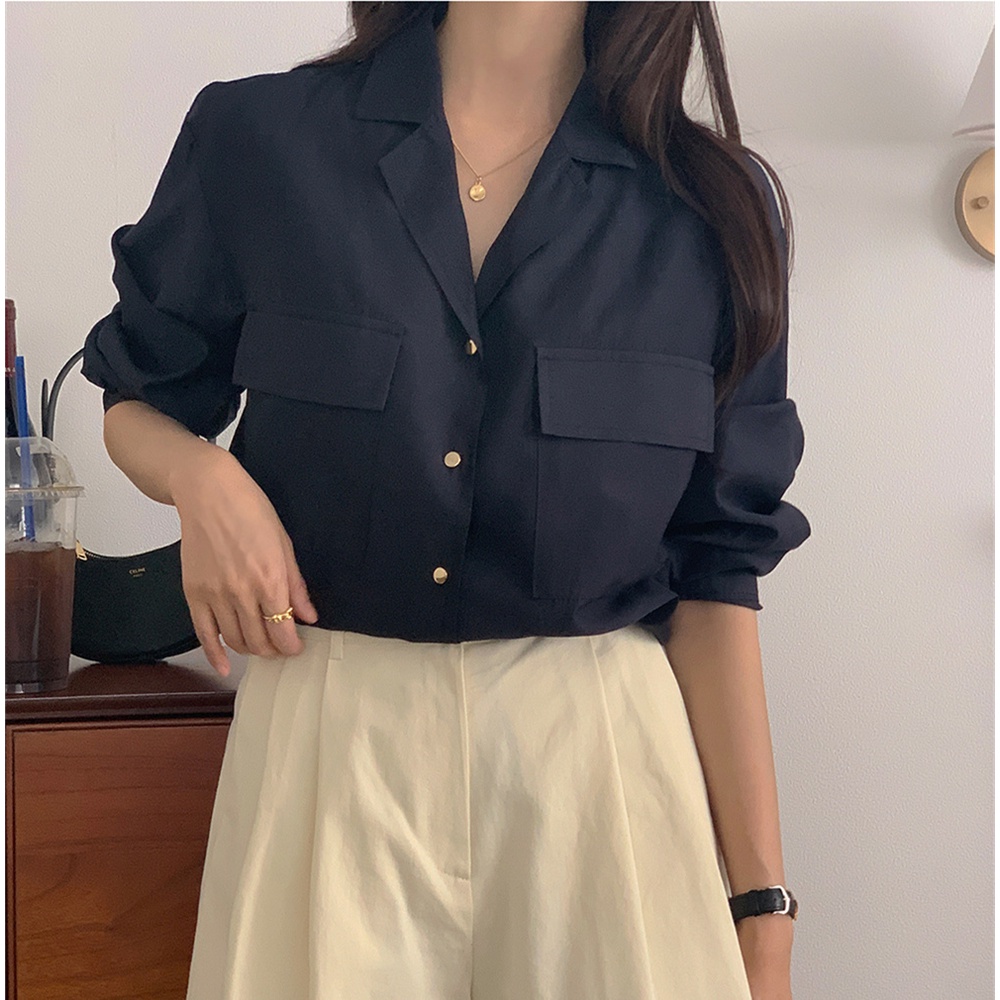 Áo sơ mi SUXI dài tay đơn giản phong cách Hàn Quốc cổ điển thời trang