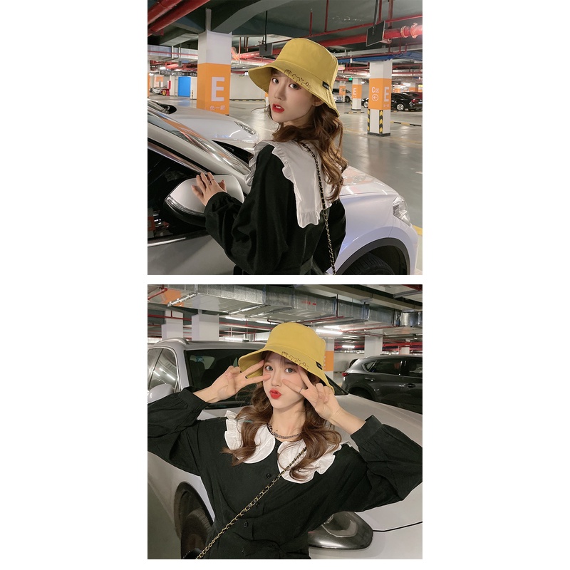 Nón Tai Bèo Chống Nắng Thoáng Khí Thêu Họa Tiết Mèo Dễ Thương Phong Cách Nhật Bản Cho Nữ