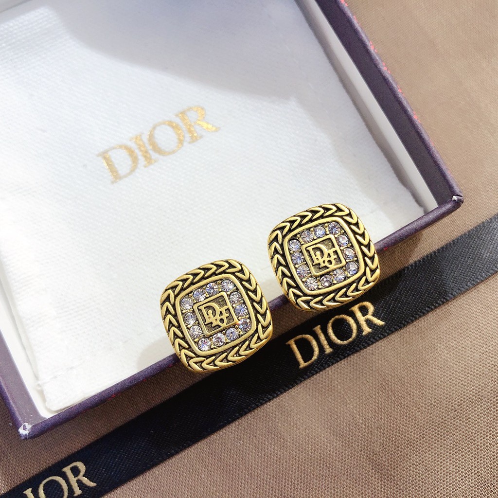 Dior Bông Tai Chữ Đính Đá Thời Trang Cho Nữ