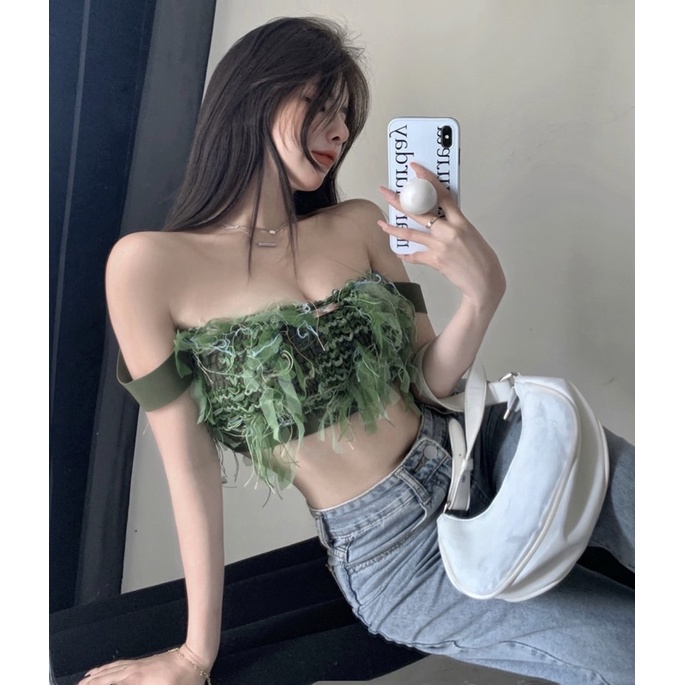 Áo ống trễ vai croptop Ulzzang