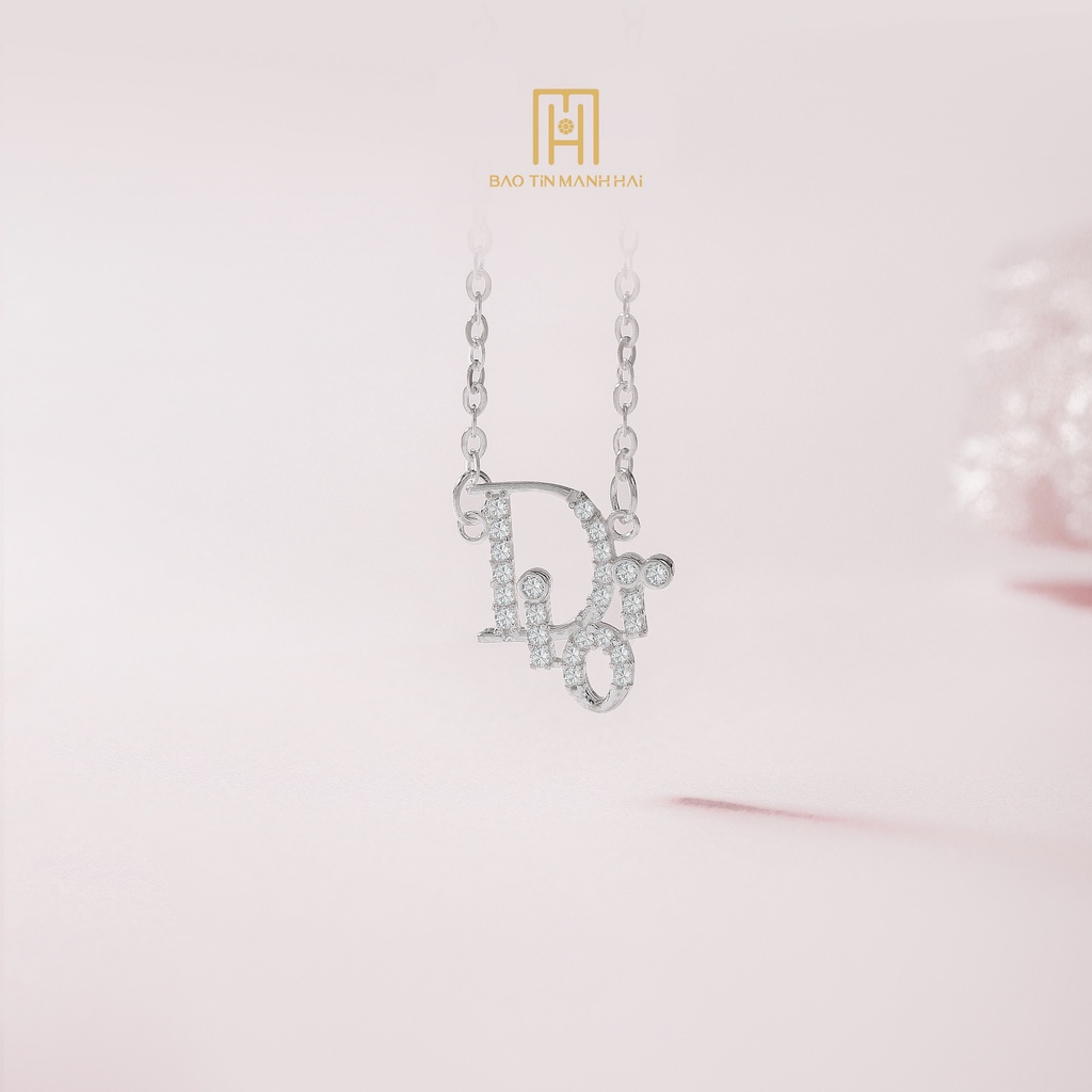 Dây chuyền bạc nữ dáng chữ D.ior gắn đá cao cấp DB24 Bảo Tín Mạnh Hải