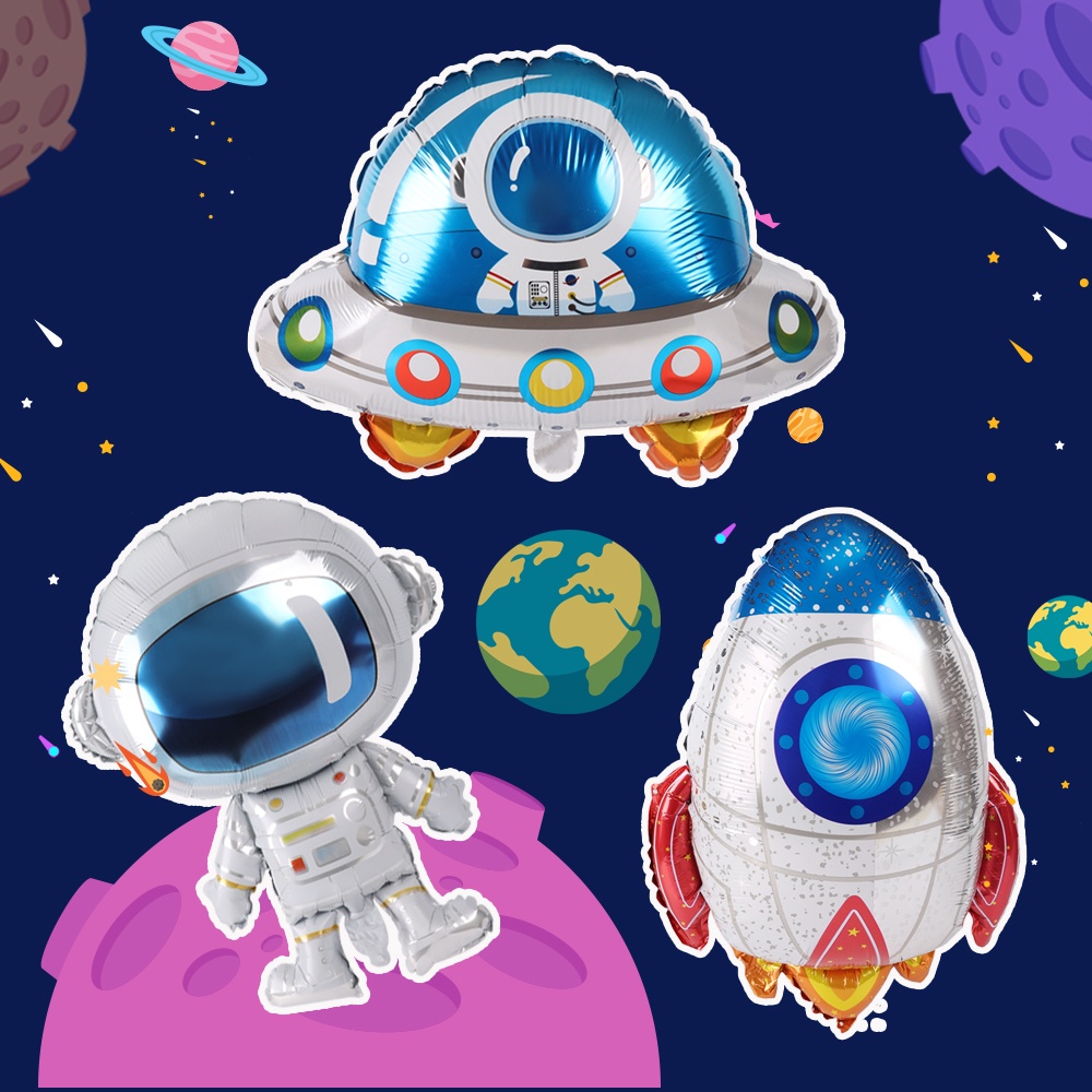 Bong bóng nhôm hình phi hành gia bay UFO 3D