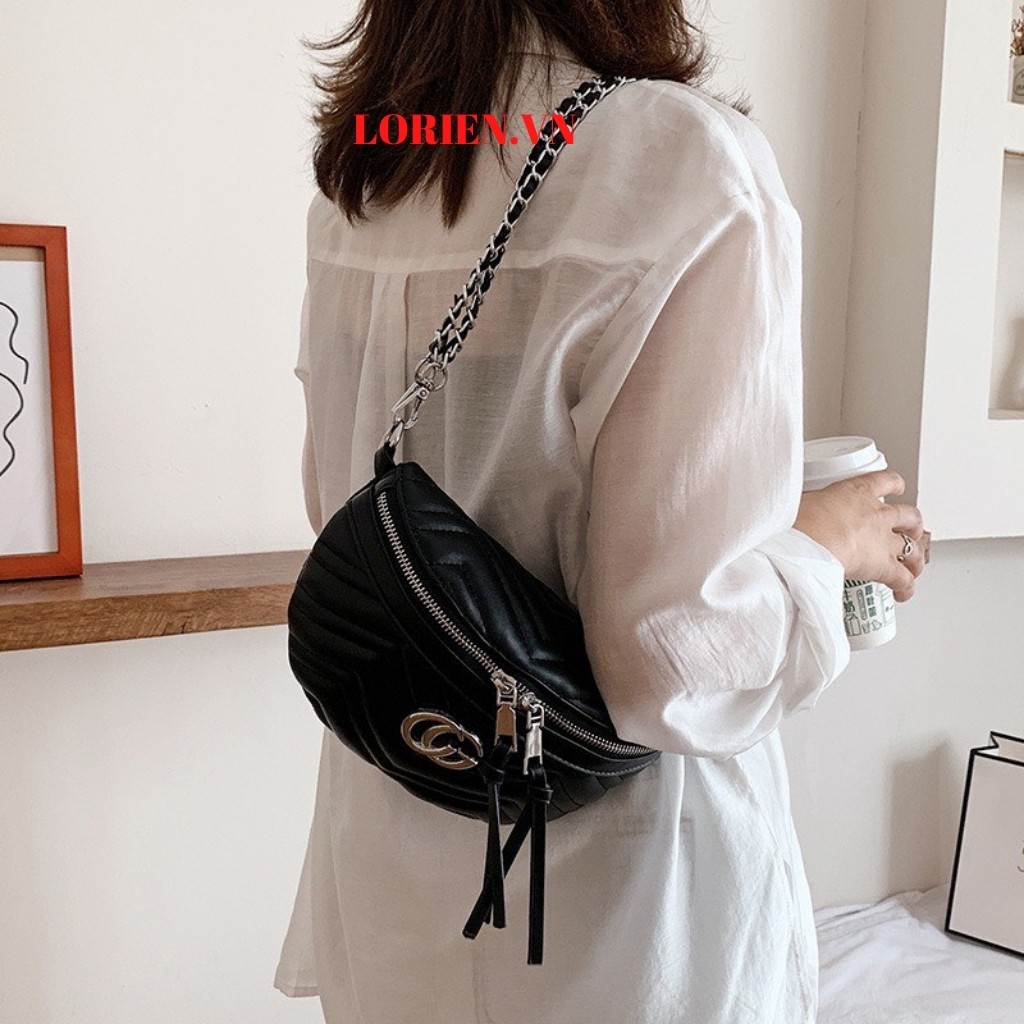 Túi bao tử nữ da cao cấp cực đẹp siêu cá tính LORIEN túi đeo chéo phong cách Hàn Quốc đi chơi siêu đẹp chất da cực chất | BigBuy360 - bigbuy360.vn