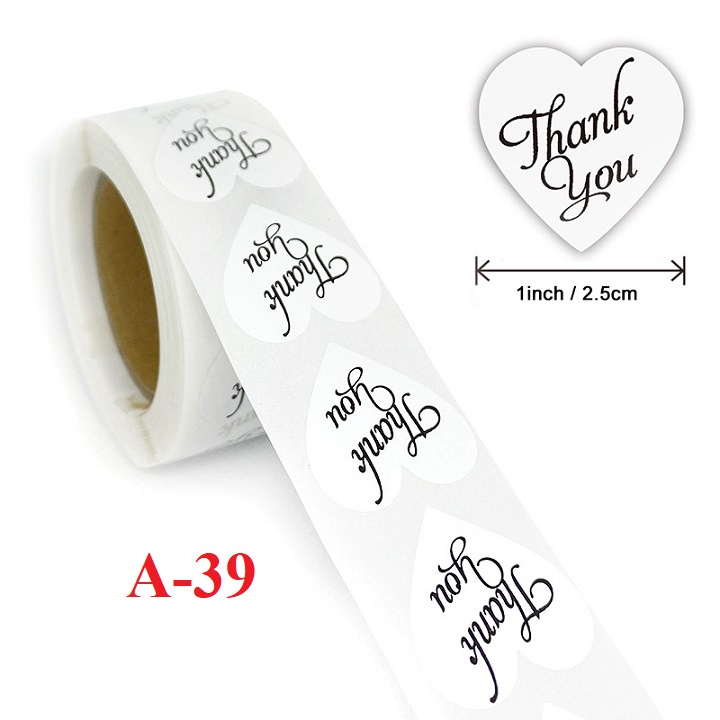 Cuộn 500 tem Sticker Thank You 🎁  🎁 Tem Cảm Ơn Dễ Thương dán gói quà trang trí