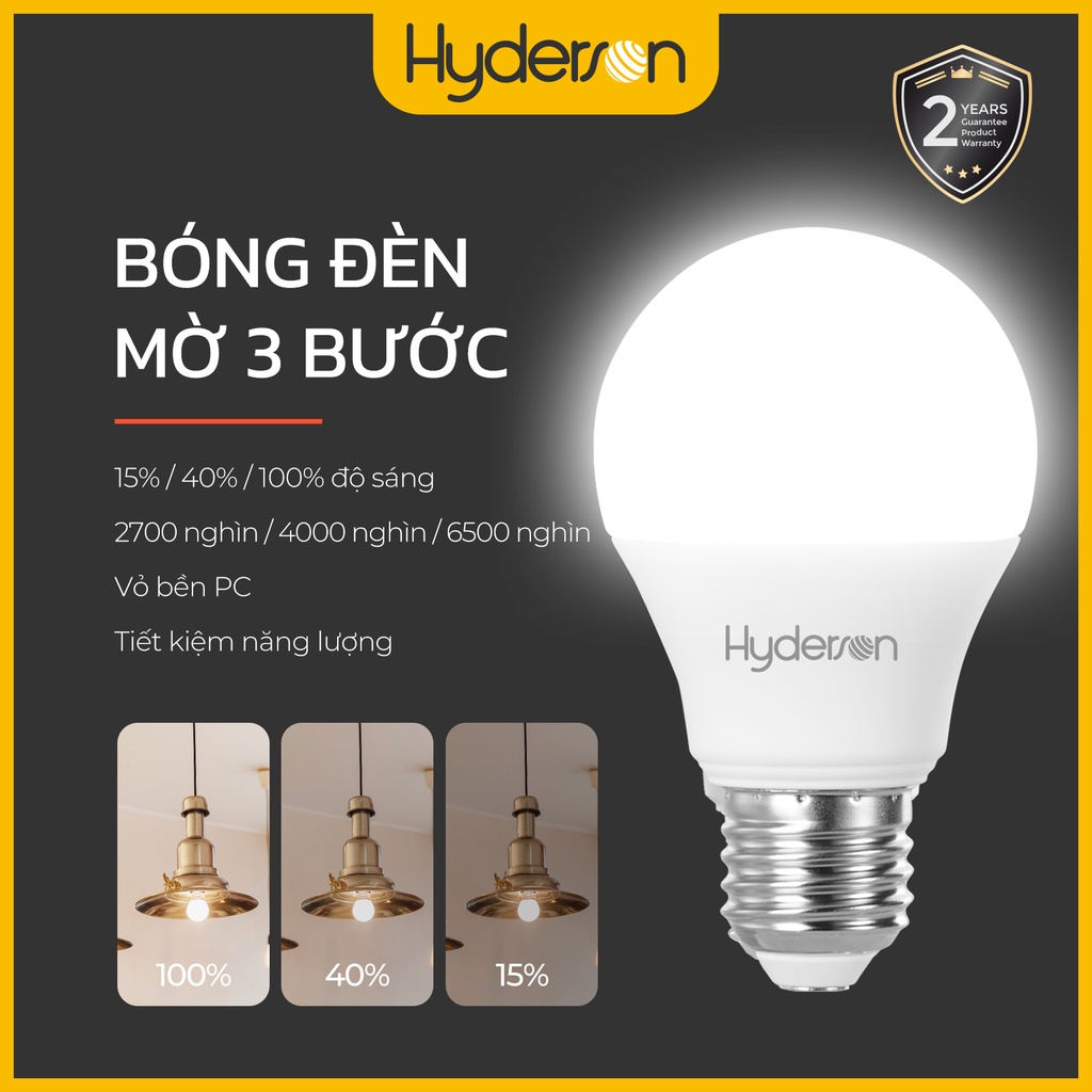 Bóng đèn led Hyderson E27 9w có thể đIều chỉnh độ sáng dành cho phòng khách phòng ngủ hành lang nhà bếp ban công