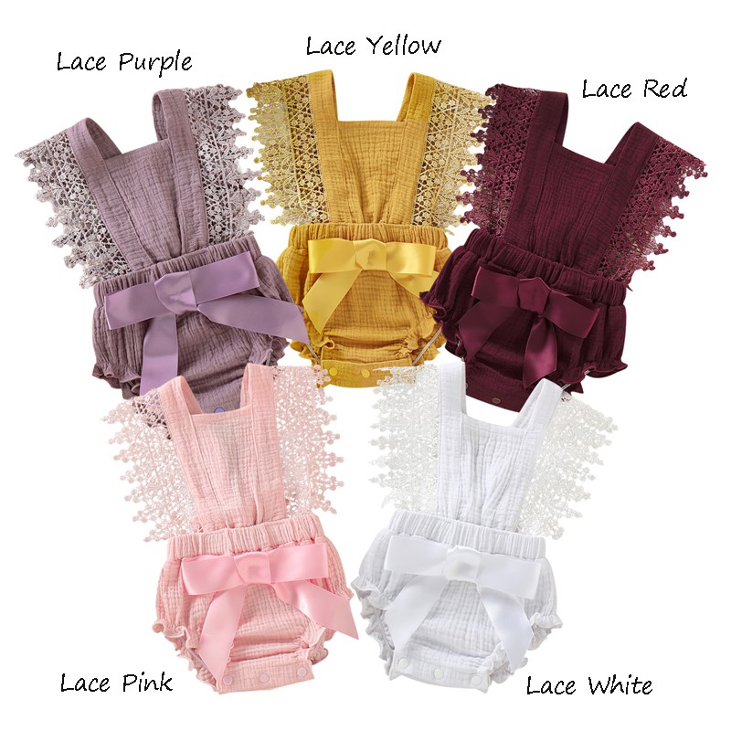 Bộ áo liền quần MIKRDOO cộc tay màu trơn đáng yêu cho bé gái