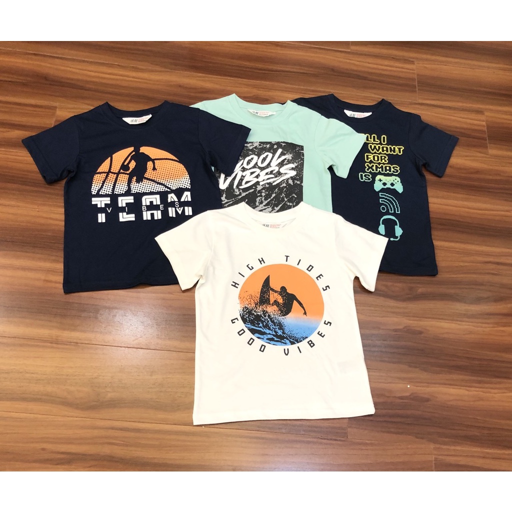 Áo phông bé trai size đại 4 5 đến 10 12 14 tuổi Áo thun trẻ em xuất dư cotton 22 đến 45kg - ATHD