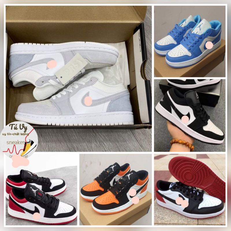 0Giày thể thao jordan đen cam cổ thấp, giày JD nhiều màu các mầu mới nhất hot nhất nam nữ đủ size 36-43