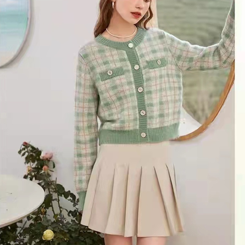 Hàng Sẵn_Áo khoác cardigan kẻ sọc ngắn rộng rãi phong cách Hàn