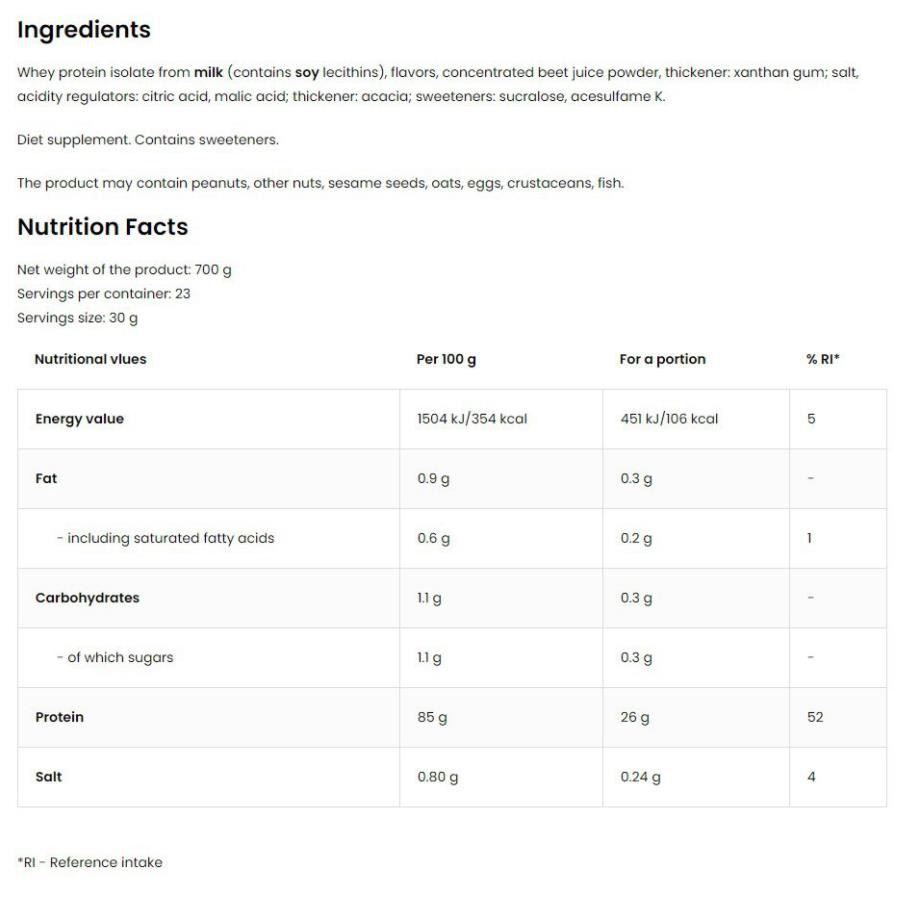 Ostrovit Whey Protein Isolate - Thực Phẩm Bổ Sung Phát Triển Cơ - (700 g)