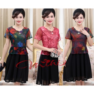 Đầm dự tiệc trung niên nữ cao cấp V73 - Váy dạ hội trung tuổi cho mẹ - Thời trang cho người lớn tuổi sang trọng bigsize