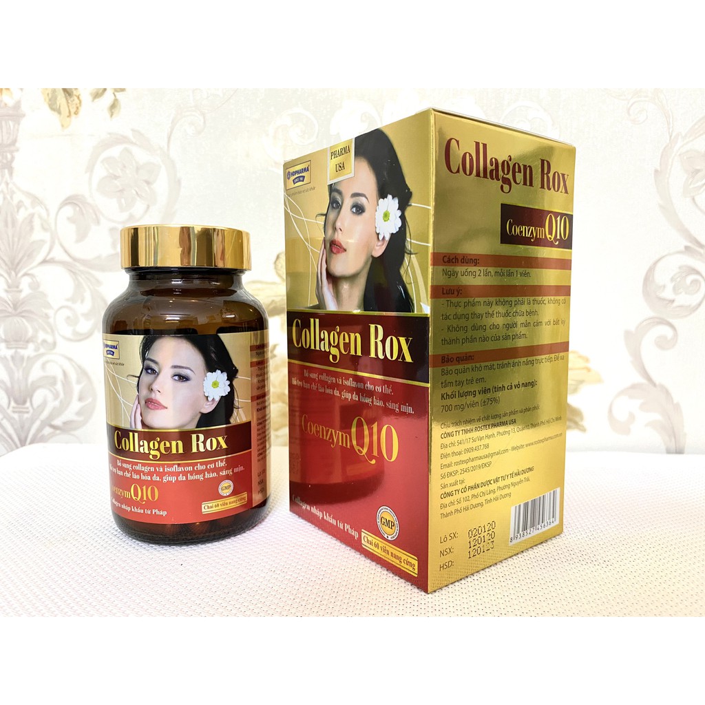 Viên uống đẹp da Collagen Rox Coenzym Q10 tăng nội tiết tố nữ - Hộp đỏ 60 viên