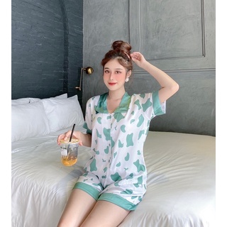Đồ bộ pijama cổ sen bò sữa
