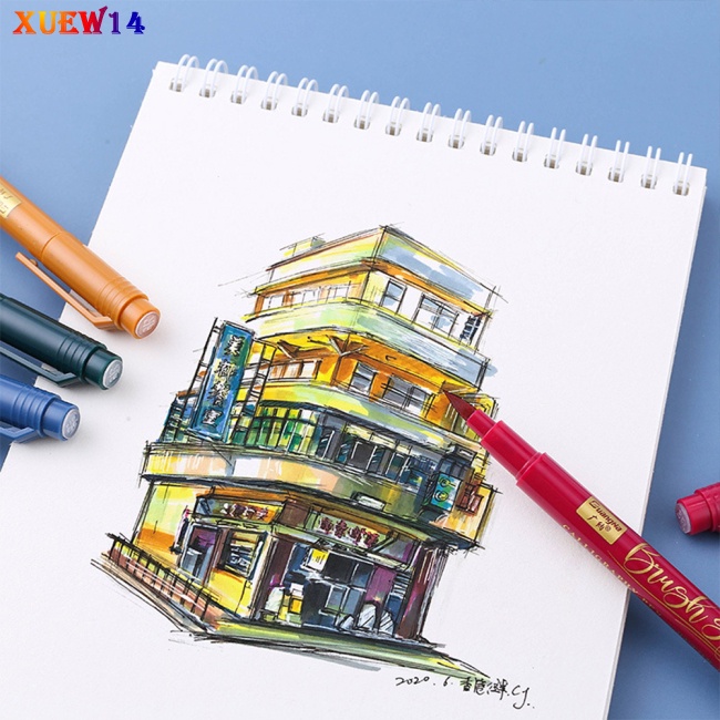 Set 12 cây bút lông bút viết thư pháp/ vẽ phác thảo nhiều màu