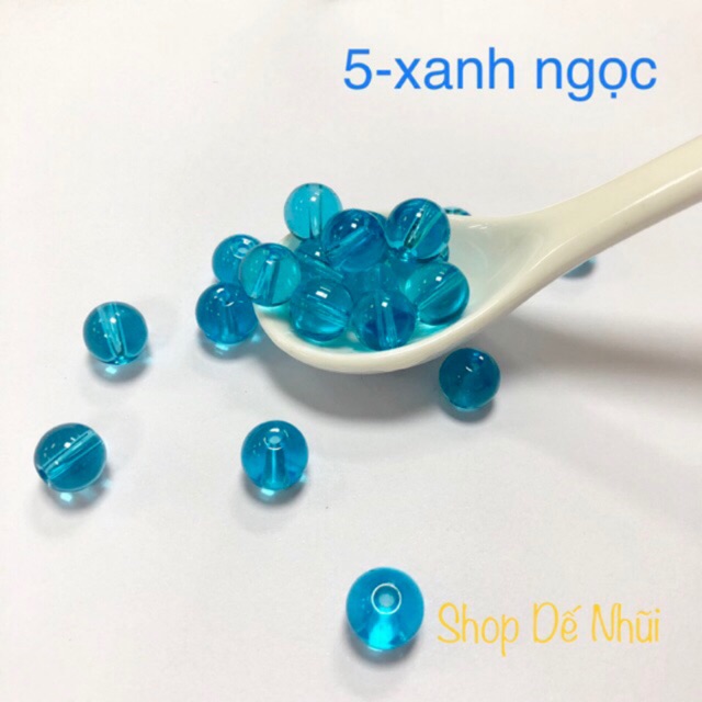 50 Hạt Thuỷ Tinh Tròn Tinh Khiết 8mm [Nhóm màu trong, nhám, đục]