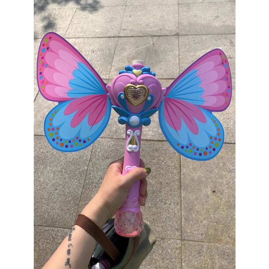 Đồ chơi thổi bong bóng tự động có nhạc và đèn, gậy thổi bong bóng có cánh thiên thần- Đồ chơi đầy nhà