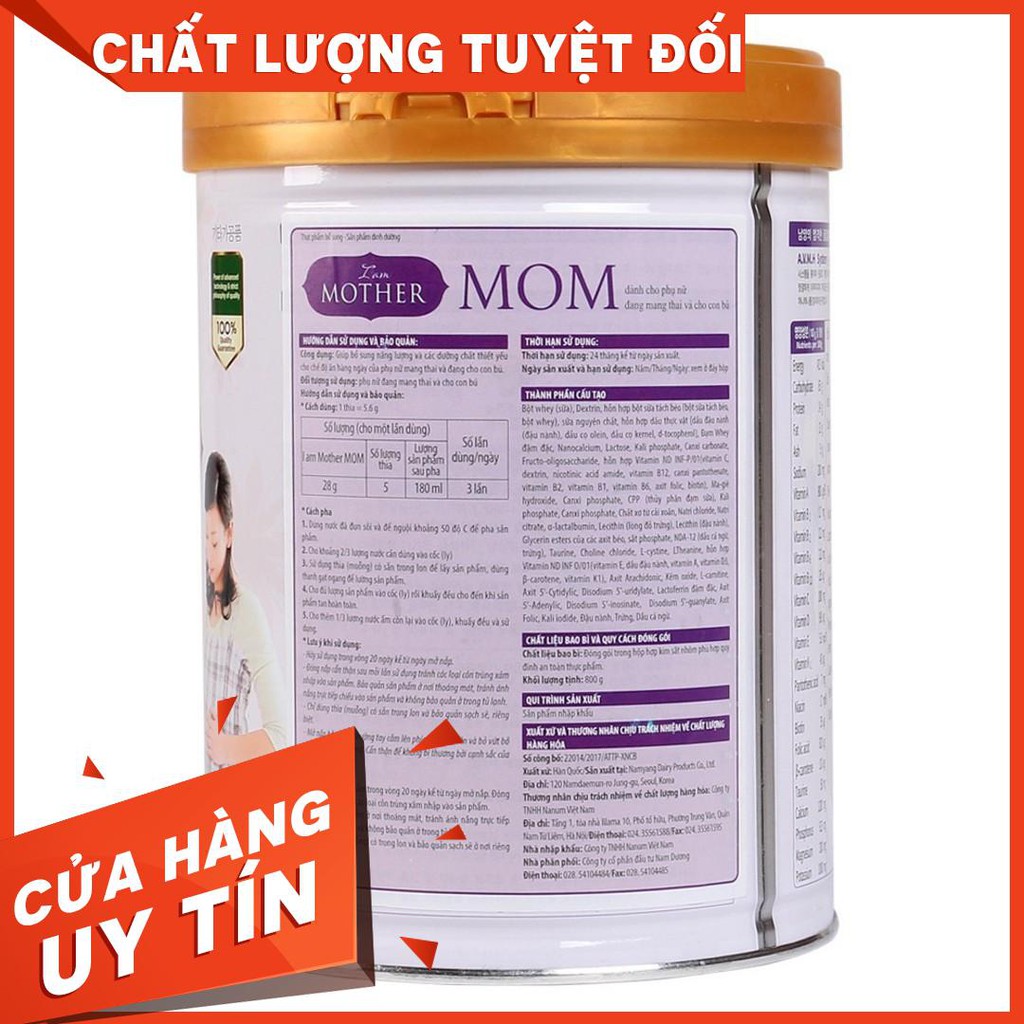 Sữa bầu I Am Mother Mom 400g & 800g. Chống táo bón & tiểu đường thai kỳ hiệu quả. Nhập khẩu Hàn Quốc. Date 10/2021