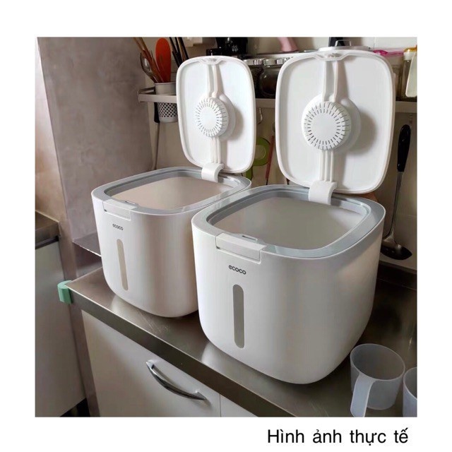 Thùng Đựng Gạo 10KG ECOCO Cao Cấp Thông Minh Chống Ẩm Tặng Kèm Cốc Xúc Gạo