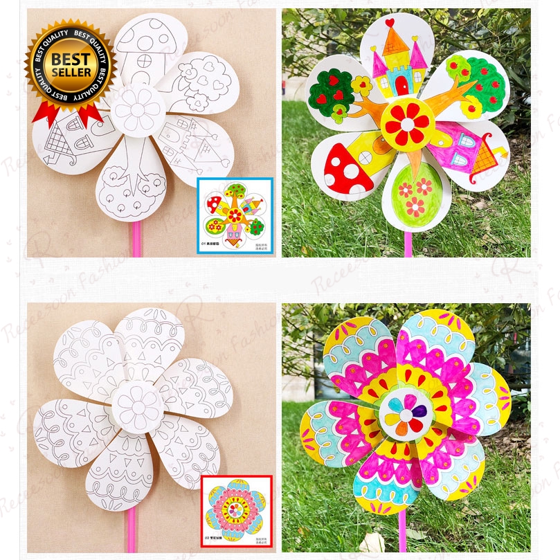 Set 5 chong chóng cho bé tự vẽ trang trí