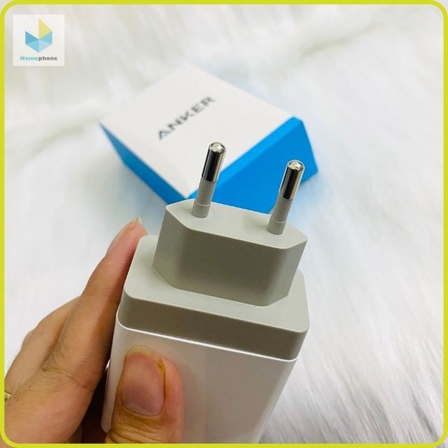 Sạc Nhanh Anker quick charge 3.0 18w PowerPort+1 và Power IQ chuẩn EU, Cổng Ra USB, Chân Tròn