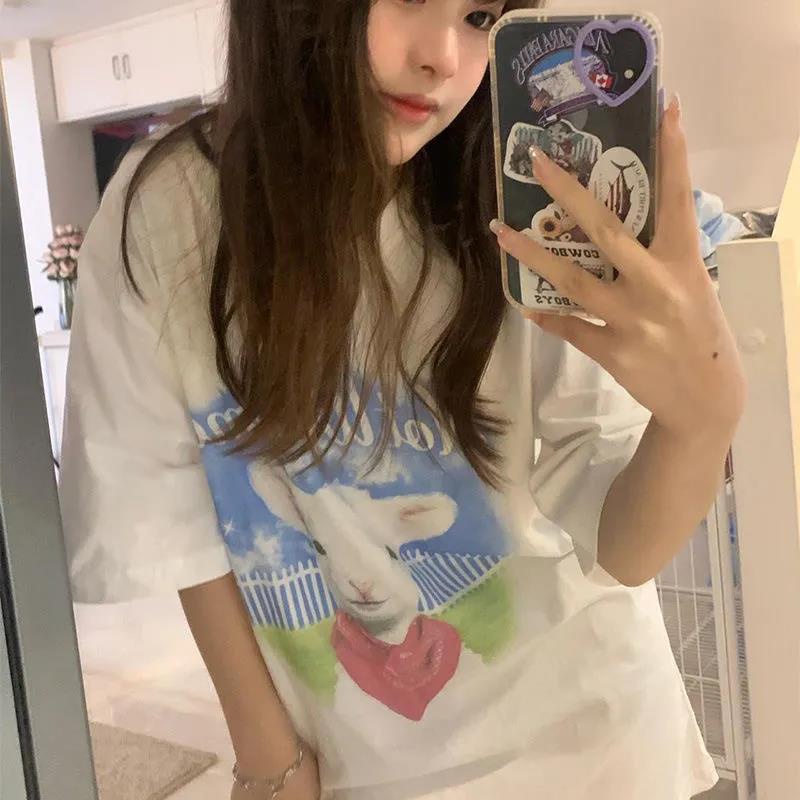 NRVP Áo Thun 100% Cotton Dáng Rộng Thời Trang Hàn Quốc Cho Nữ