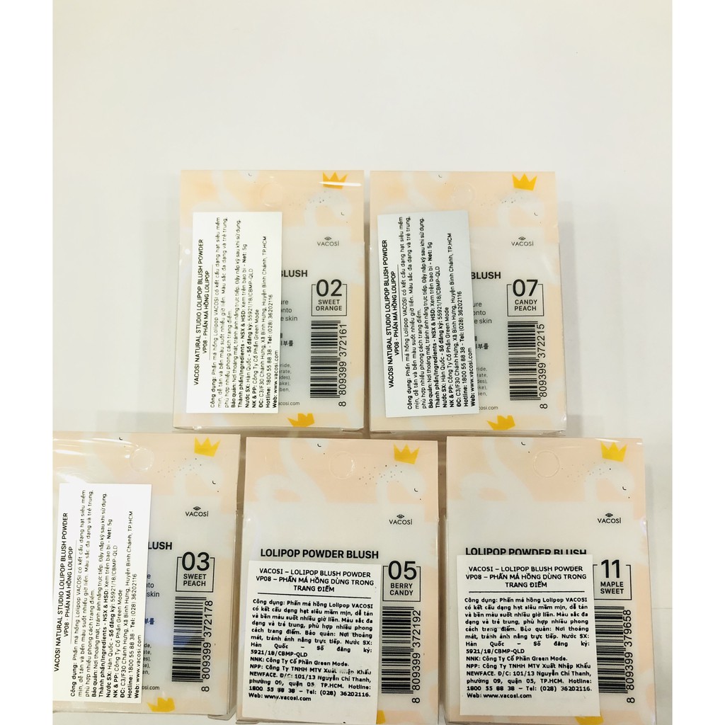 Phấn Má Hồng Vacosi Lollipop Blush Màu 02, 03, 05, 07, 09, 11, 12 | BigBuy360 - bigbuy360.vn