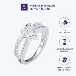 Nhẫn bạc nữ vmj bạc thật 925 cao cấp trái tim lồng cực xinh - vmj95