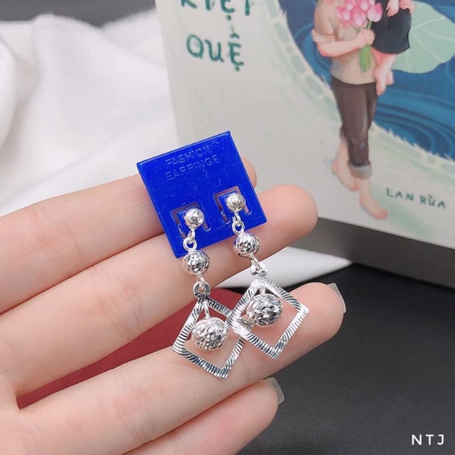 BÔNG TAI DÁNG DÀI MẶT CẦU PHAY SANG CHẢNH - BÔNG TAI BẠC TA S925