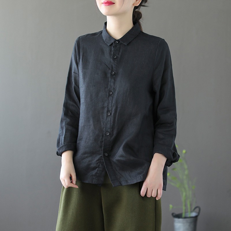 Ice cardigan tops cotton linen long-sleeved shirt linen Japanese original single foreign trade big brand