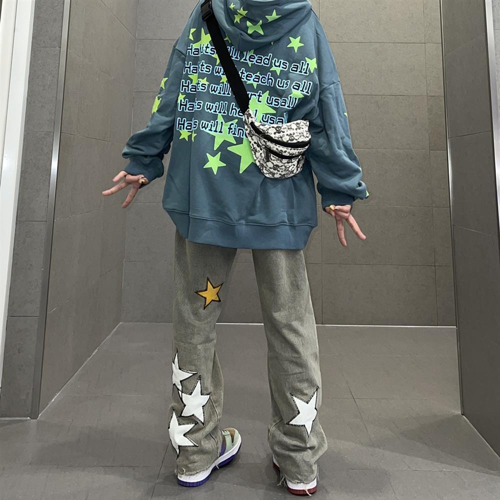 Quần Jeans Dài Ống Rộng Lưng Cao Thời Trang Đường Phố Mỹ Mới Năm 2021 Dành Cho Nữ