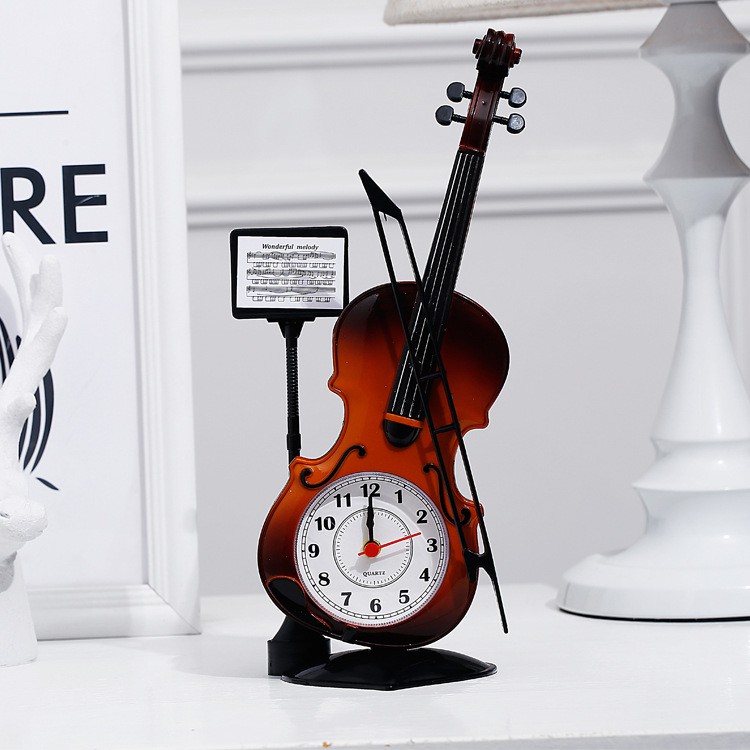[TẶNG KÈM PIN] Đồng Hồ Báo Thức Hình đàn violon, Đồng hồ để bàn, Đồ lưu niệm độc lạ, Quà tặng ý nghĩa
